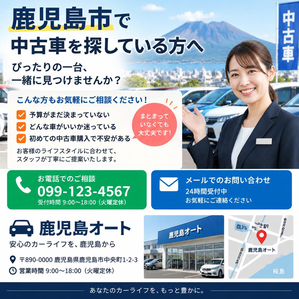 理想の中古車探し、今日から一緒に。まずは無料でご相談ください
